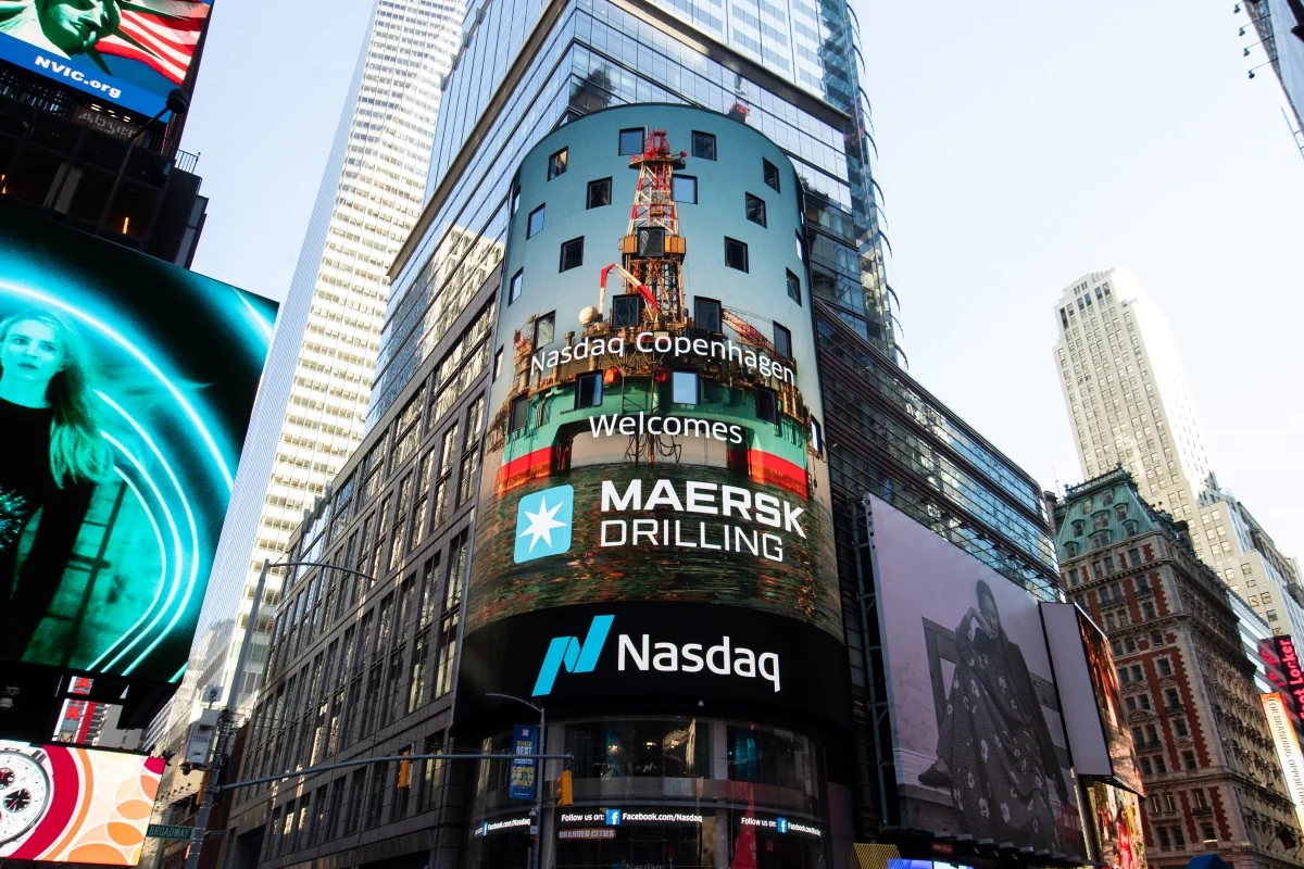 Maersk Drilling introduceres på børsen. Times Square, New York, USA, 4. april 2019.